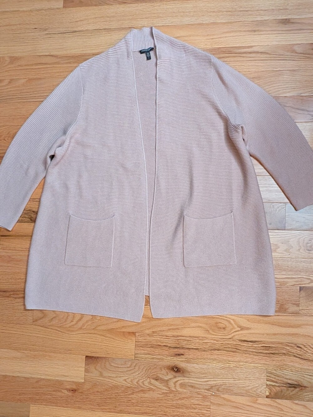 Eileen Fisher Silk Cashmere Ribbed Open Front Cardigan Pink Blush 3XL Plus Size